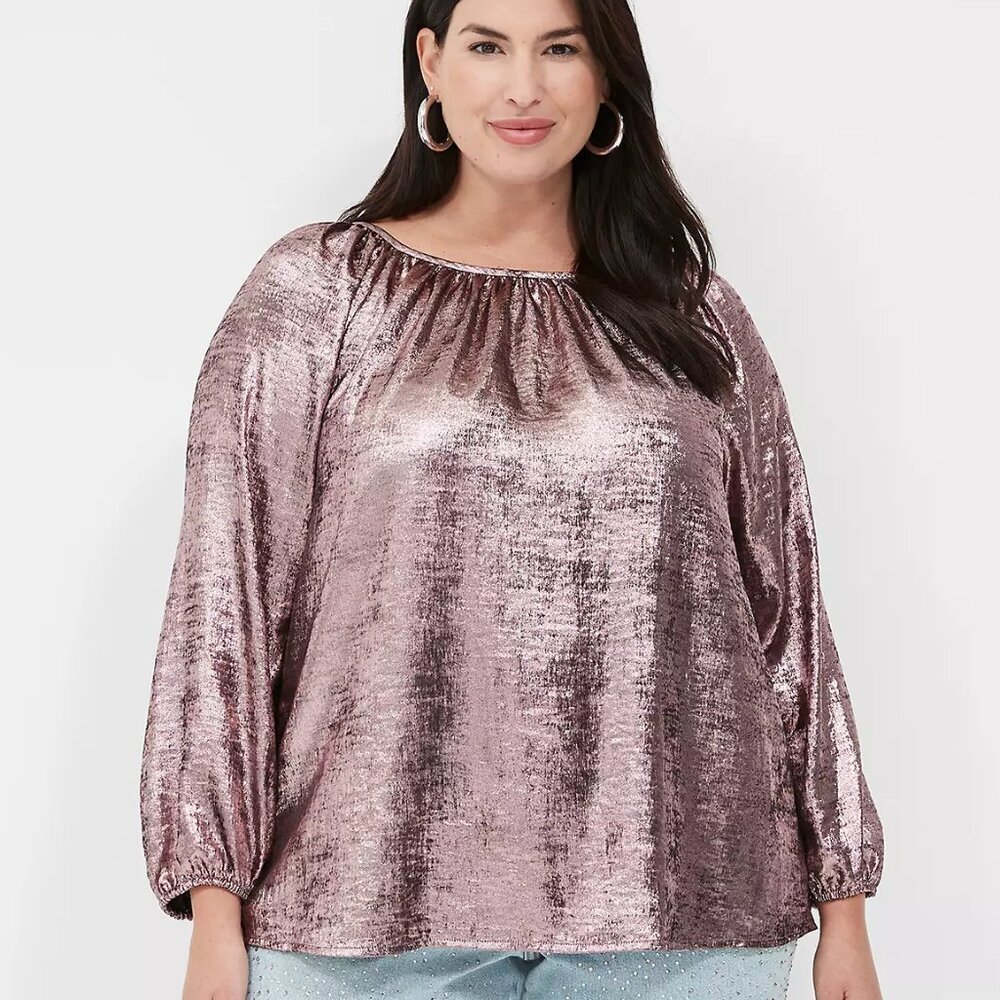 NWT Lane Bryant Rose Swing Satin Boatneck Blouse in Size 18/20 (2X)